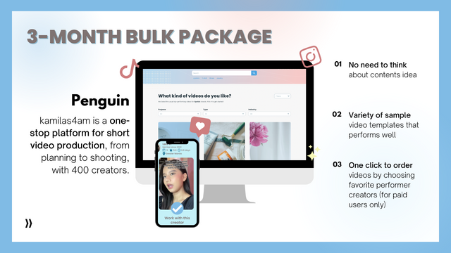 Short-form Video Production - 3-month Bulk Payment - Only for Halia (Testimonial Price)